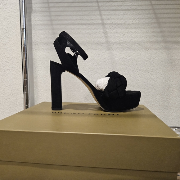 Bruno Premi Shoes - 659 Bruno Premi Leather Black High Block Heel Platform Sandals EU 38